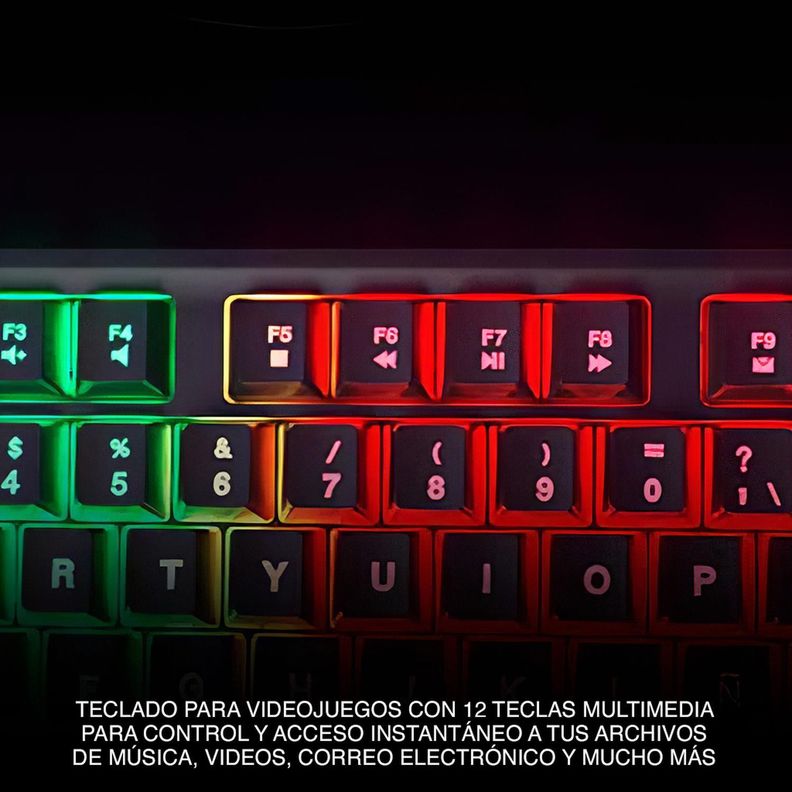 Teclado gamer retro iluminado LED c/cable Xtech XTK-050S-3