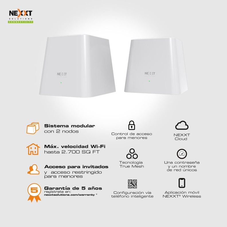 Vektor 2400-AC Mesh Chile 1200Mbps 2 Nodos Nexxt NCM-2400-C-3