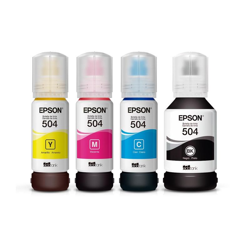 Pack De 4 Botellas De Tinta Epson T504 Negro