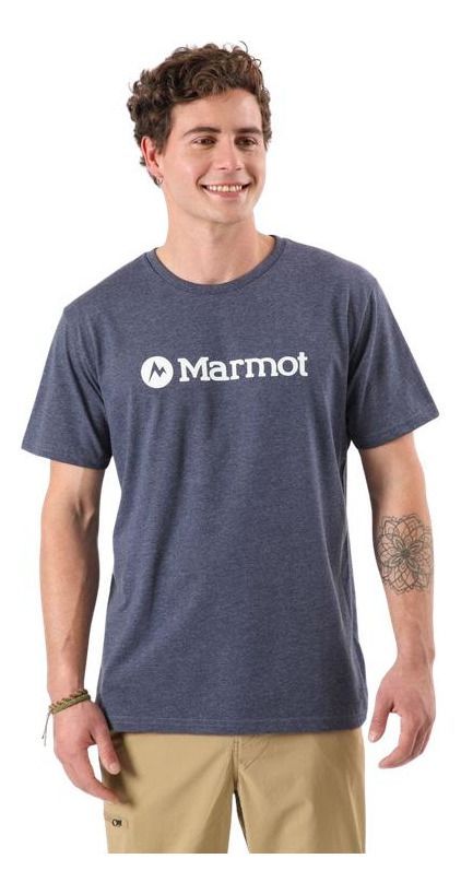 Polera Marmot Hombre Logo Tee Gris-0