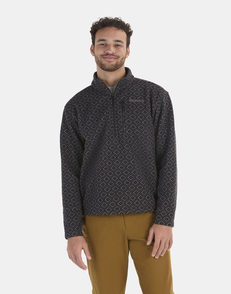 Polar Marmot Hombre Heavyweight Drop Line Printed Half Zip Negro-0