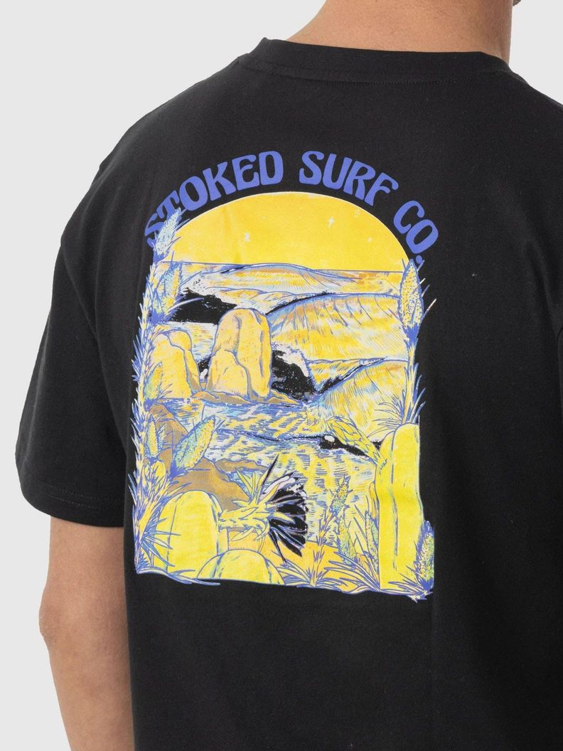 Polera Stoked Hombre Punta Lobos Reciclada Negro-4