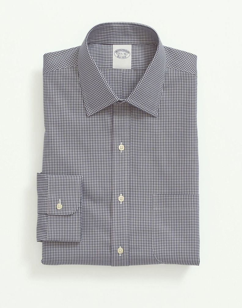 Camisa Brooks Brothers Hombre Sppt Ain Reg - Gingham Azul-1