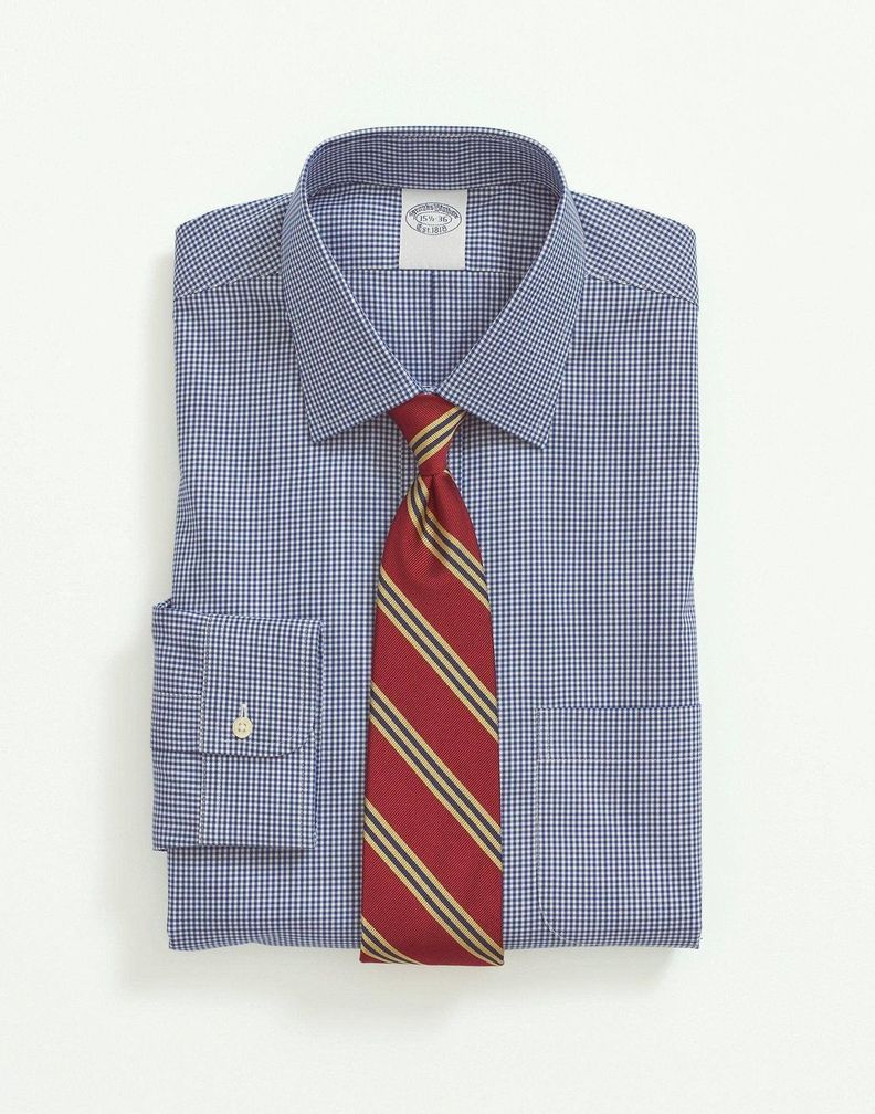 Camisa Brooks Brothers Hombre Sppt Ain Slim - Gingham Azul-0