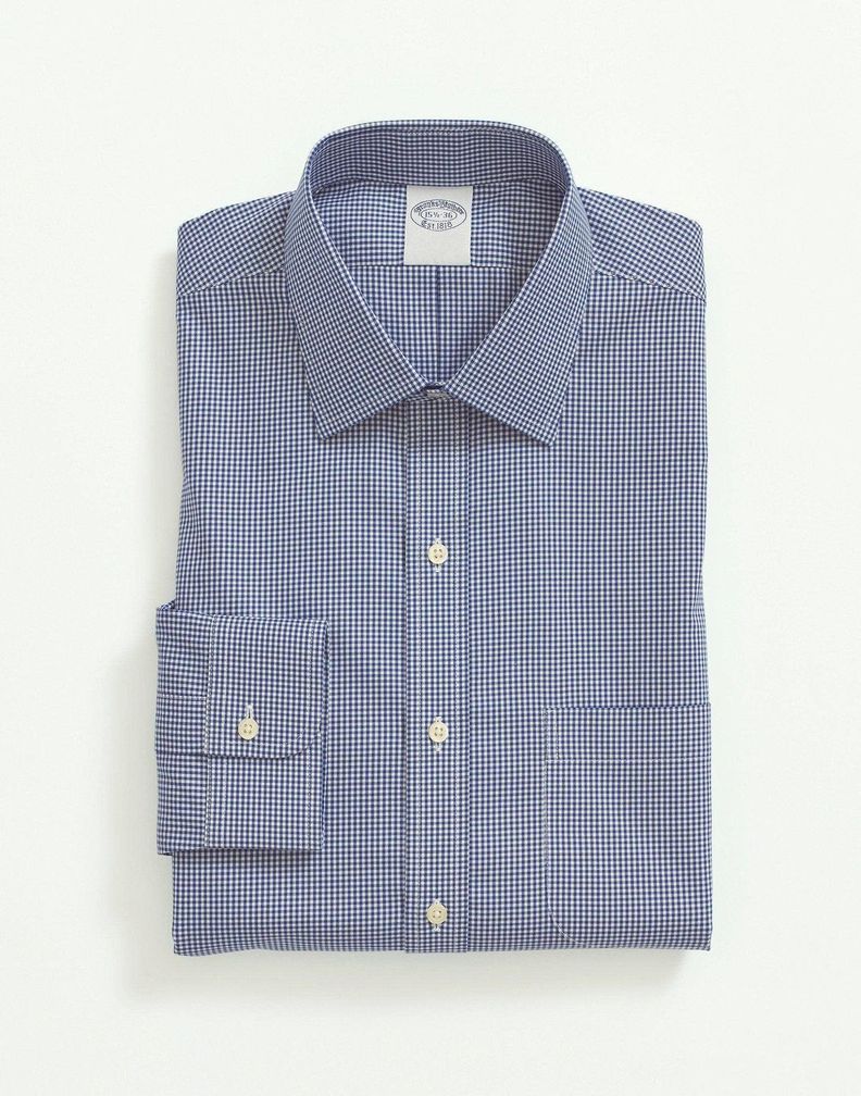 Camisa Brooks Brothers Hombre Sppt Ain Slim - Gingham Azul-1