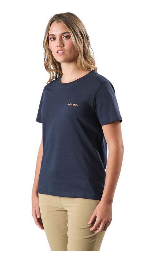 Polera Marmot Mujer Chest Logo Tee Azul Azul-0