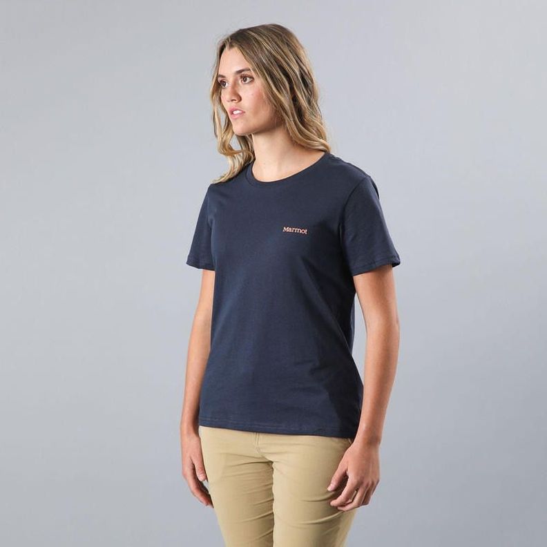 Polera Marmot Mujer Chest Logo Tee Azul Azul-1