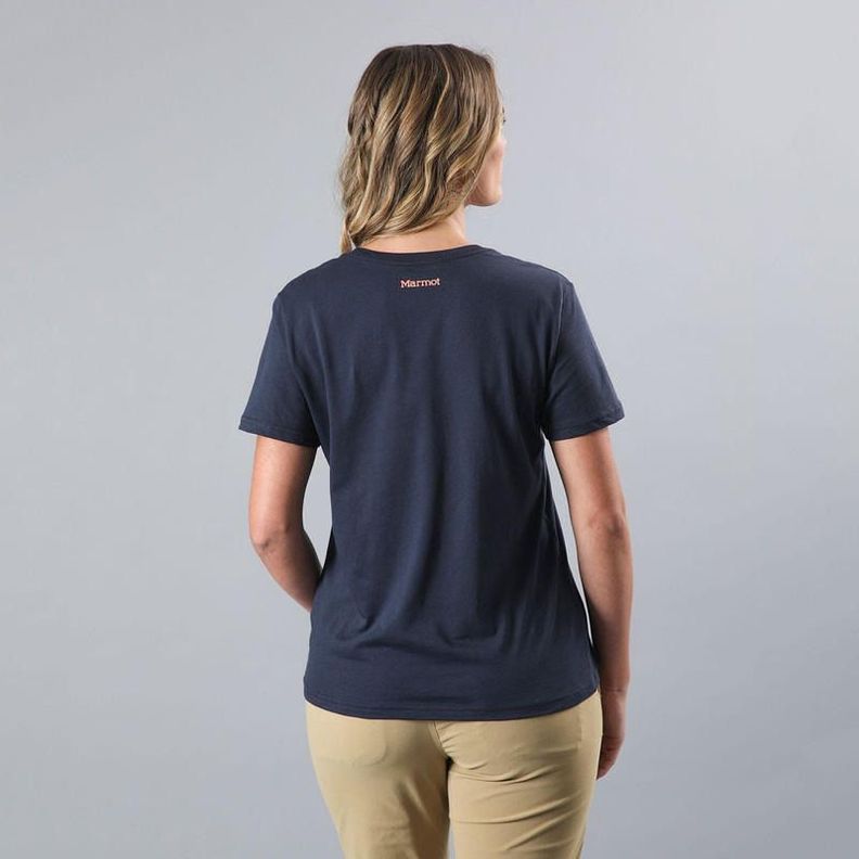 Polera Marmot Mujer Chest Logo Tee Azul Azul-2