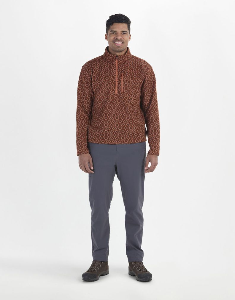 Polar Marmot Hombre Heavyweight Drop Line Printed Half Zip Rojo-2