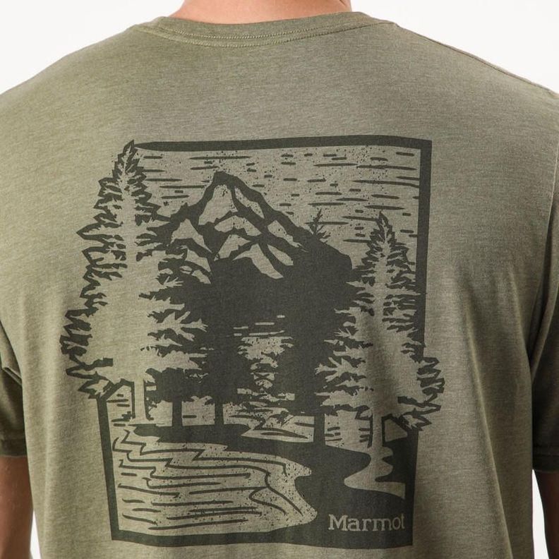 Polera Marmot Hombre Woodcut Tee Verde-3