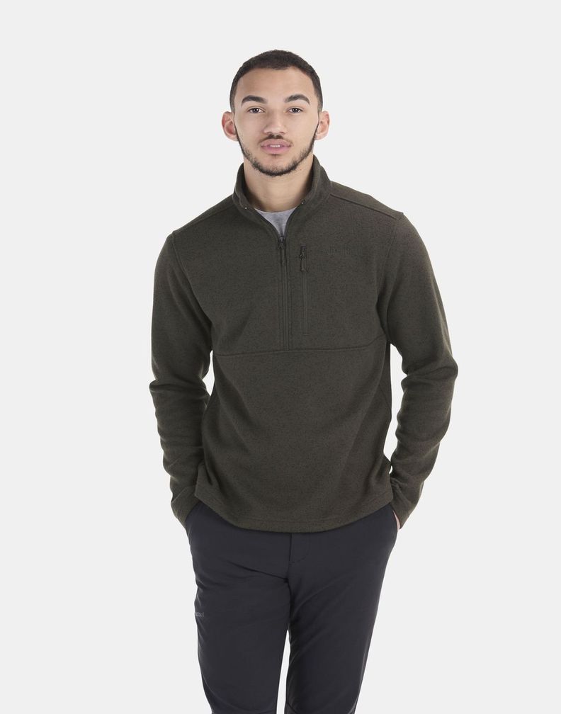 Polar Marmot Hombre Drop Line Half Zip Verde-0