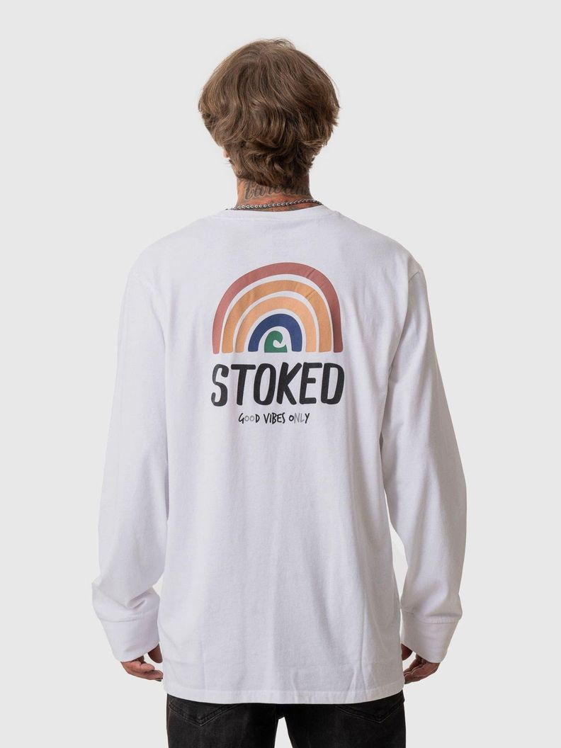 Polera Stoked Hombre Rainbow Ml Blanco-2