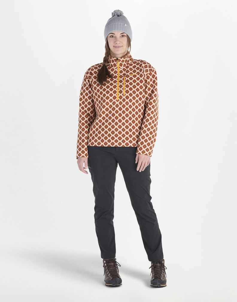 Polar Marmot Mujer W Heavyweight Drop Line Printed Half Zip Naranja-2
