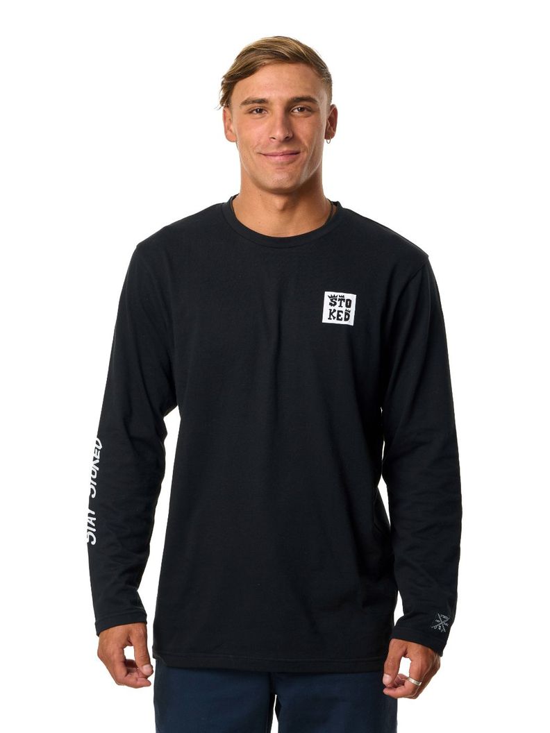Polera Stoked Hombre Logo Ml Negro-0
