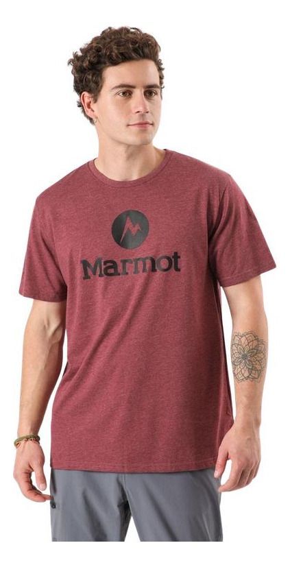 Polera Marmot Hombre Circle Logo Tee Burdeo-0
