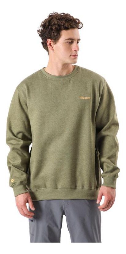 Polerón Marmot Hombre Chest Logo Crew Verde-0