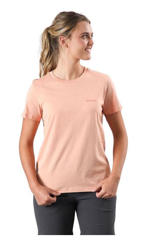 Polera Marmot Mujer Chest Logo Tee Rosa Rosado-0