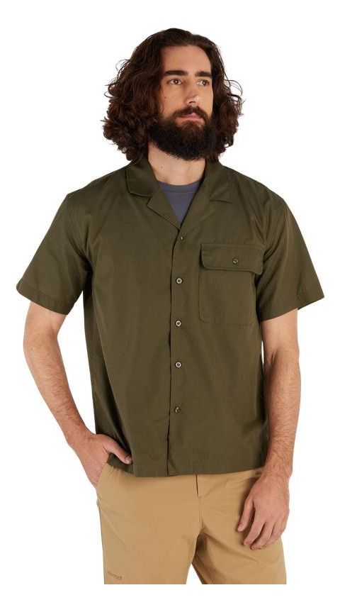 Camisa Marmot Hombre Manga Corta Muir Camp Verde-0