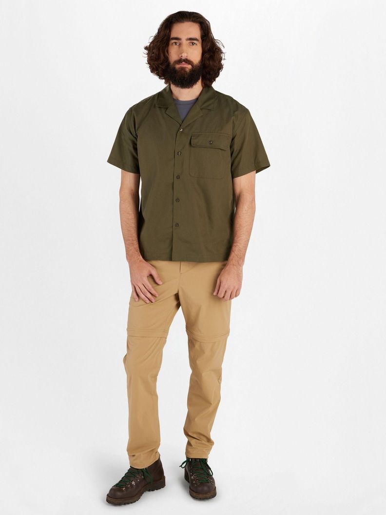 Camisa Marmot Hombre Manga Corta Muir Camp Verde-2