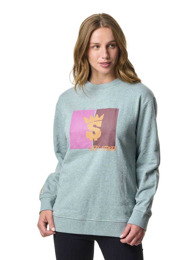 Polerón Stoked Mujer Coral Gris-0
