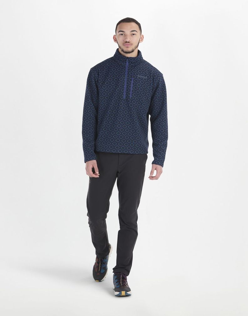 Polar Marmot Hombre Heavyweight Drop Line Printed Half Zip Azul-2