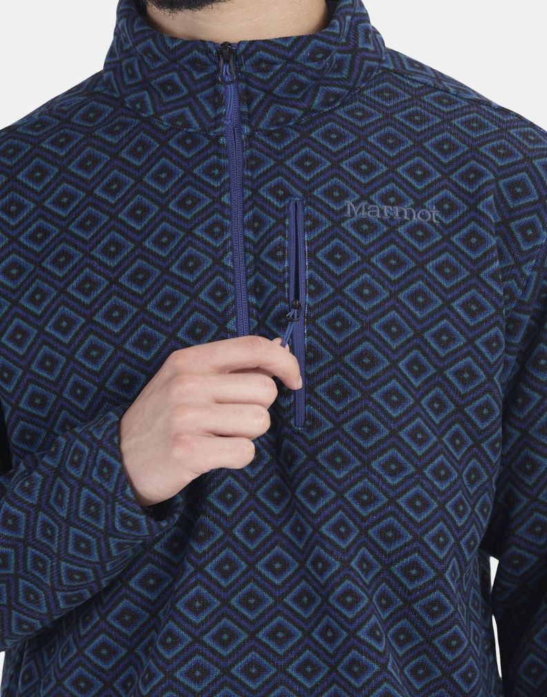 Polar Marmot Hombre Heavyweight Drop Line Printed Half Zip Azul-3