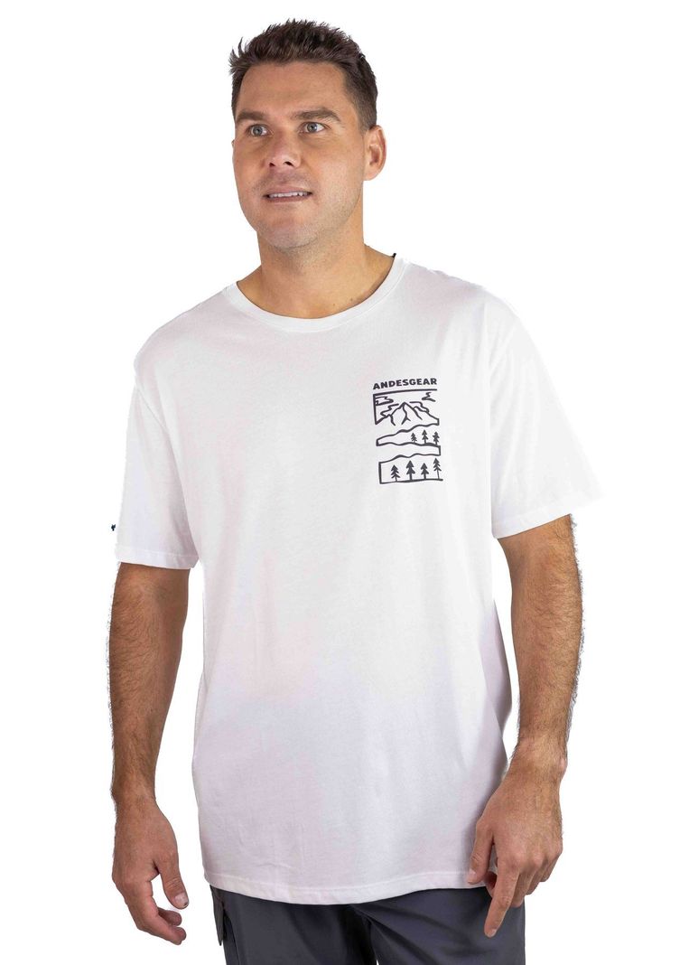 Polera Andesgear Hombre Paisaje Blanco