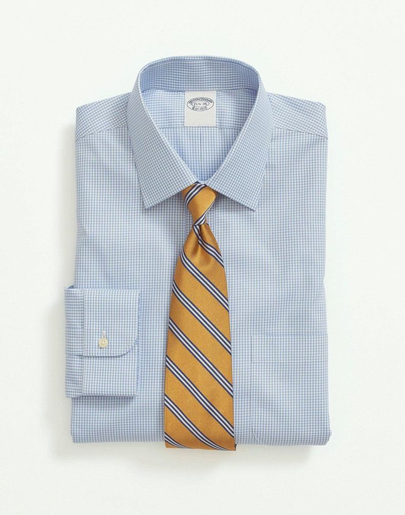 Camisa Brooks Brothers Hombre Ds Ni Sppt Ain Reg - Gingham Azul-0
