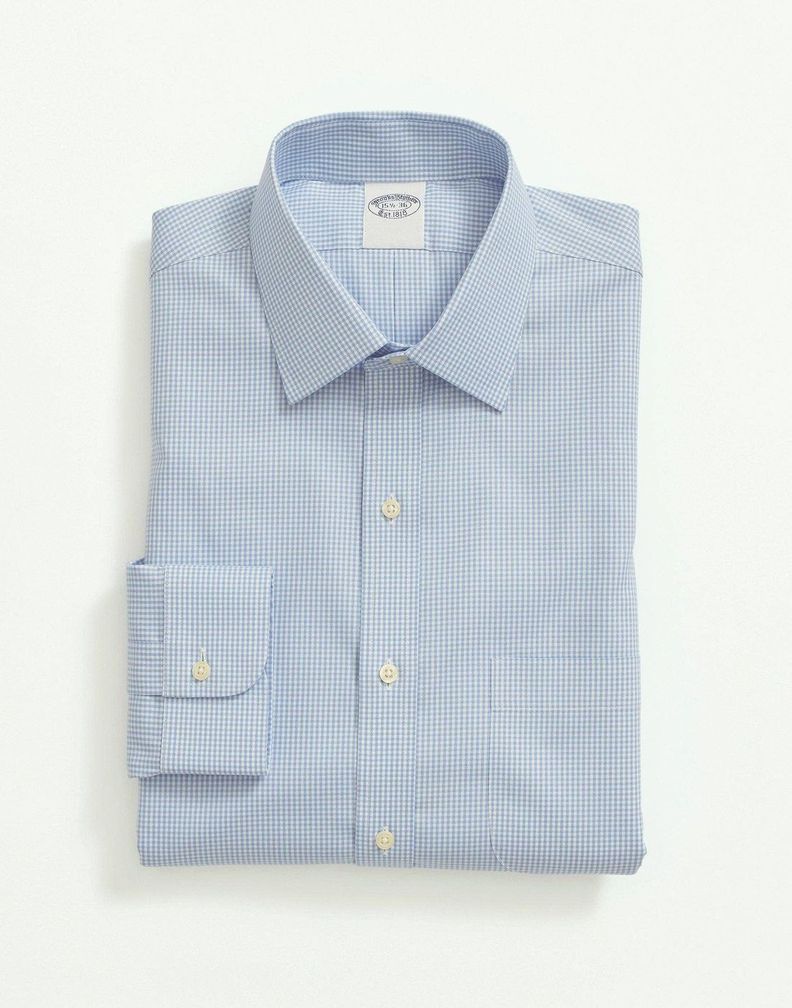 Camisa Brooks Brothers Hombre Ds Ni Sppt Ain Reg - Gingham Azul-1