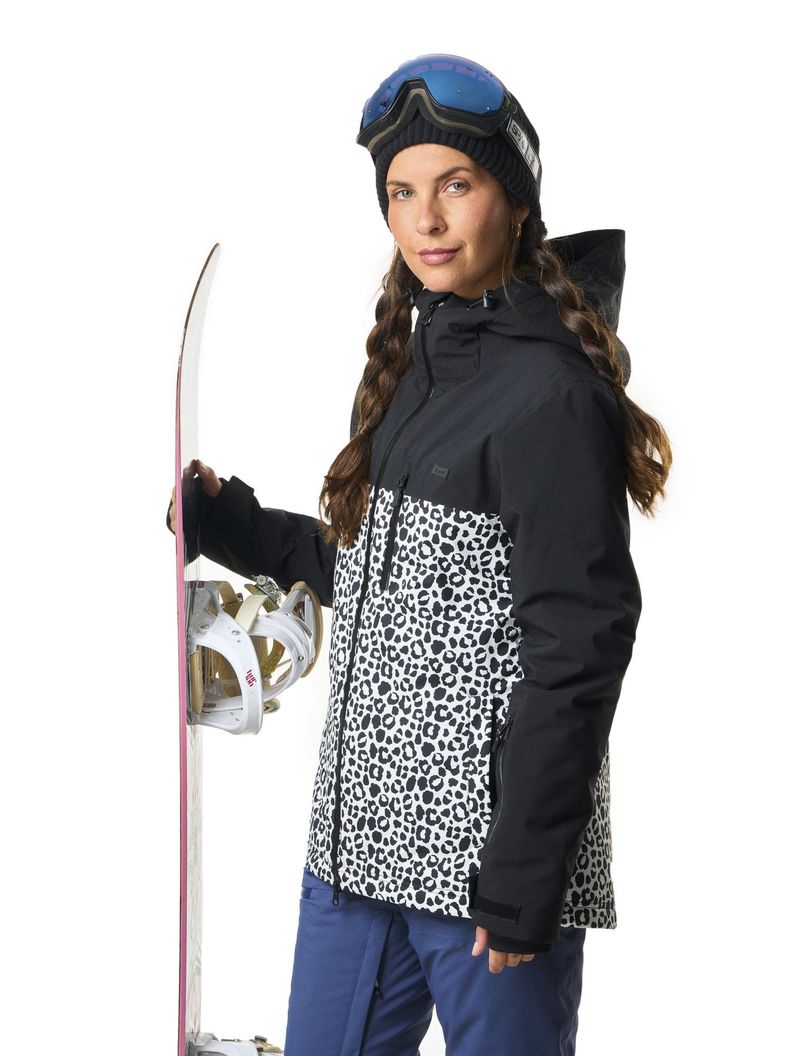 Chaqueta Kivul Mujer Koris Nieve Reciclada Negra con Print-2