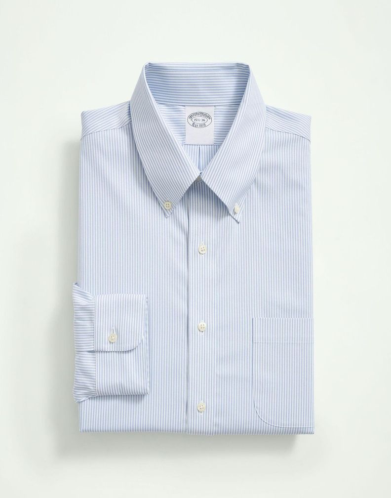Camisa Brooks Brothers Hombre Ds Ni Sppt Pbd Slim - Candy Stp Azul-0