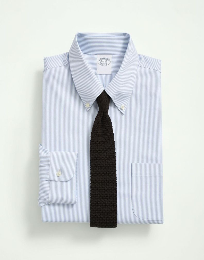 Camisa Brooks Brothers Hombre Ds Ni Sppt Pbd Slim - Candy Stp Azul-2