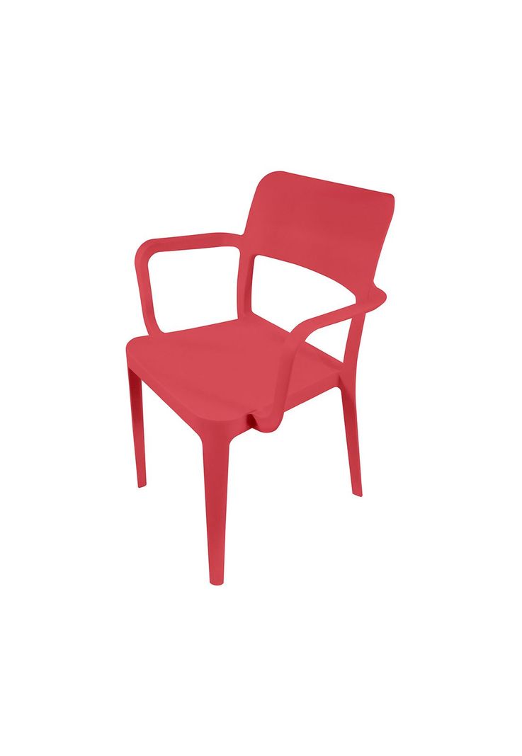 Silla Plástica con Apoya Brazos Minimal Roja DVP-2
