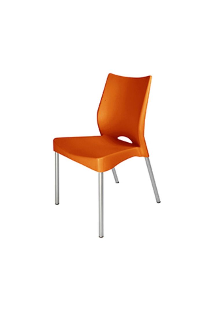 Silla Plástica Naranja con Patas Metálicas y Filtro UV DVP-0