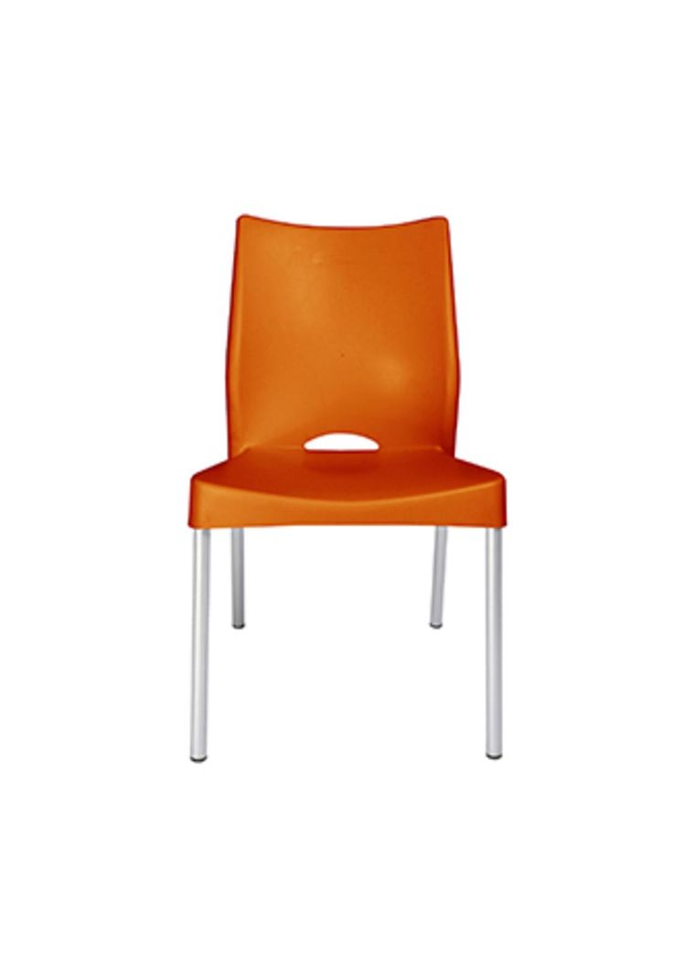 Silla Plástica Naranja con Patas Metálicas y Filtro UV DVP-1