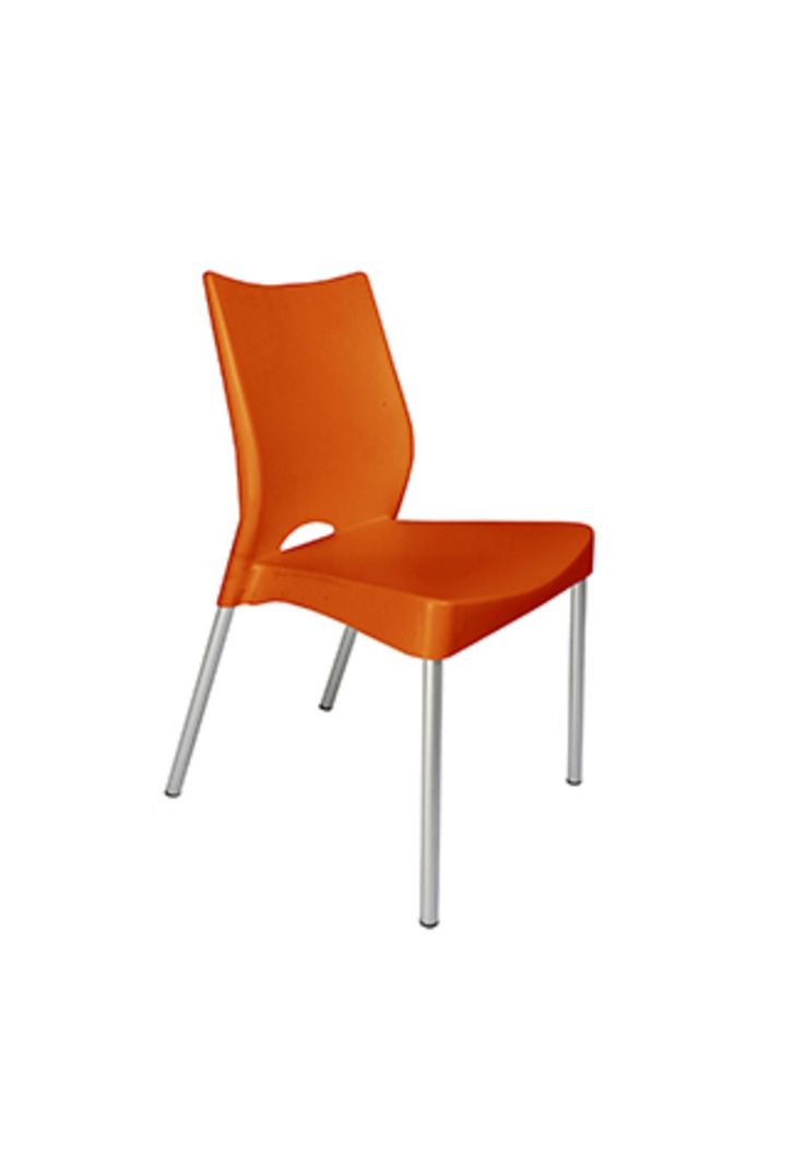 Silla Plástica Naranja con Patas Metálicas y Filtro UV DVP-2