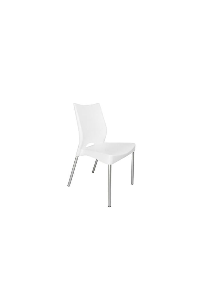 Silla Plástica Blanca con Patas Metálicas y Filtro UV DVP -2