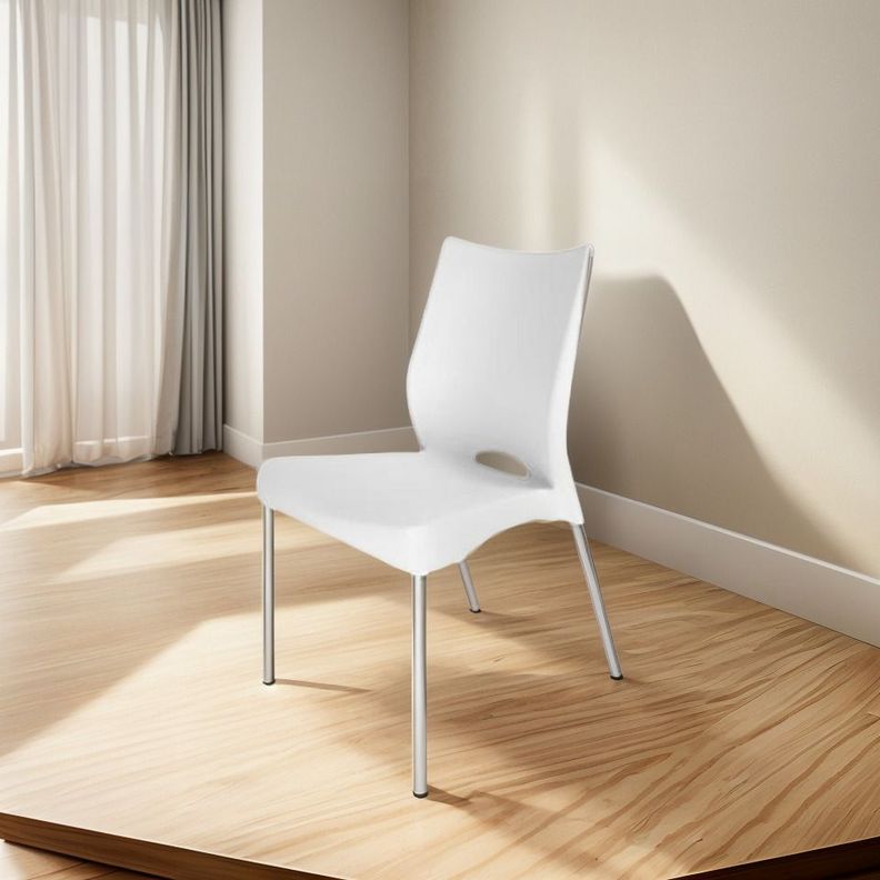 Silla Plastica Blanca Con Patas Metalicas Y Filtro Uv Dvp
