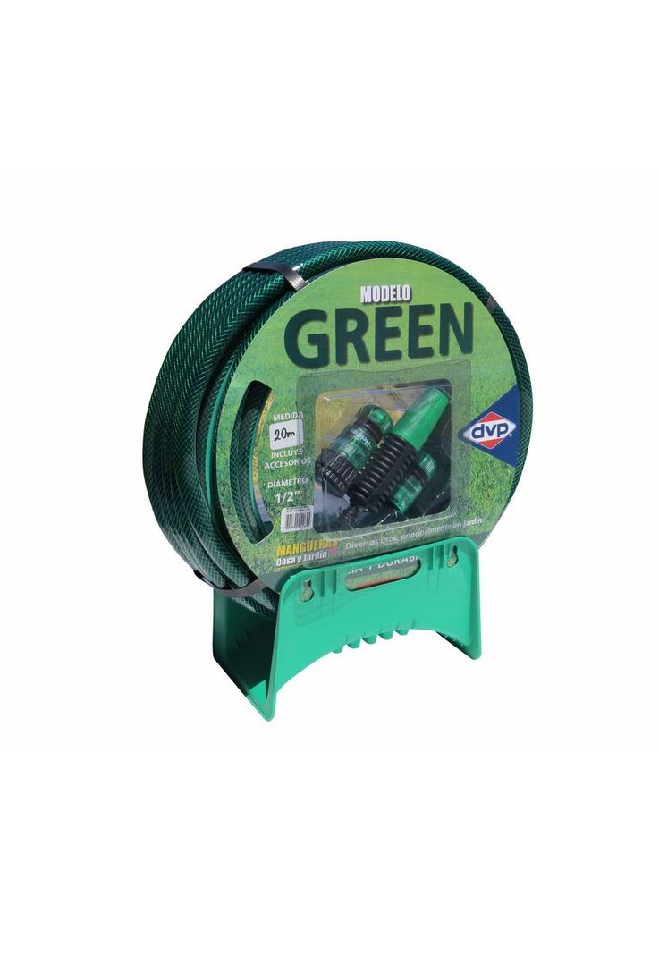 Manguera Pvc Malla 1/2'' 20 Mts Con Kit Completo Verde Dvp-1