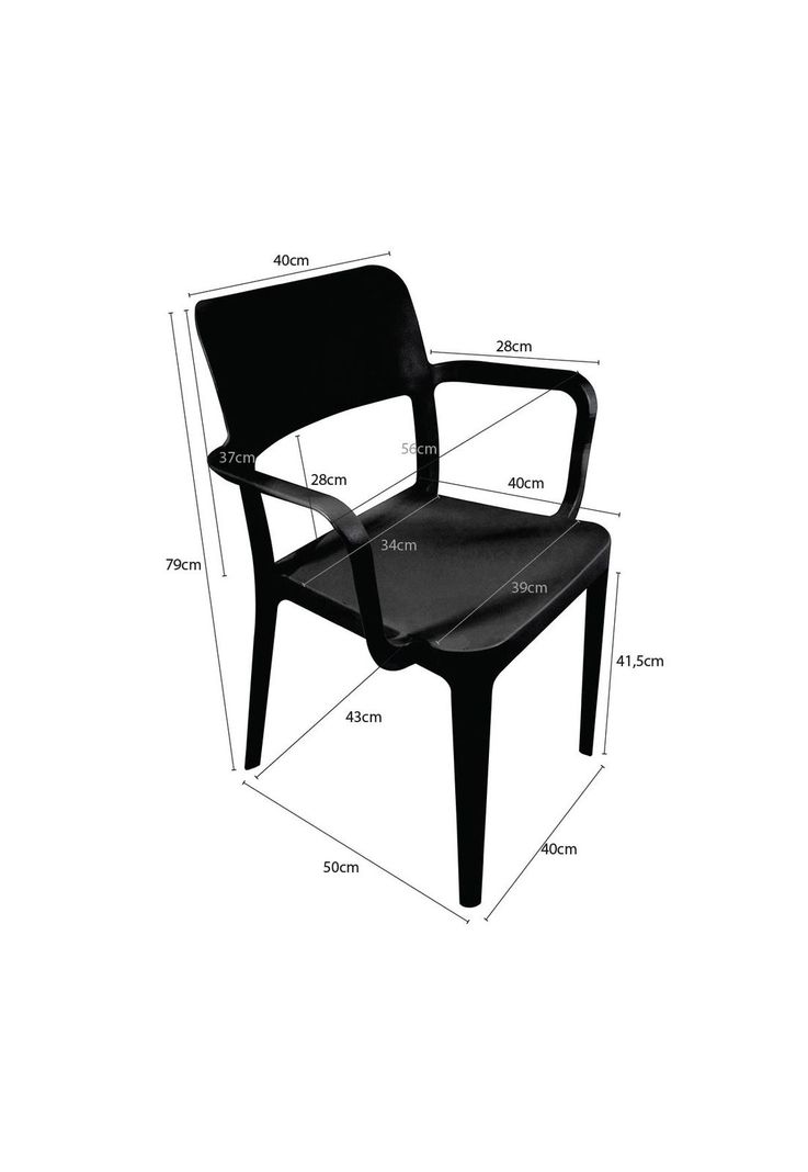Silla Plástica con Apoya Brazos Minimal Negro DVP-1