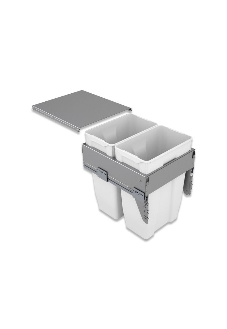 Basurero para Mueble Doble con Cierre Suave 70 Lts Gris DVP-0