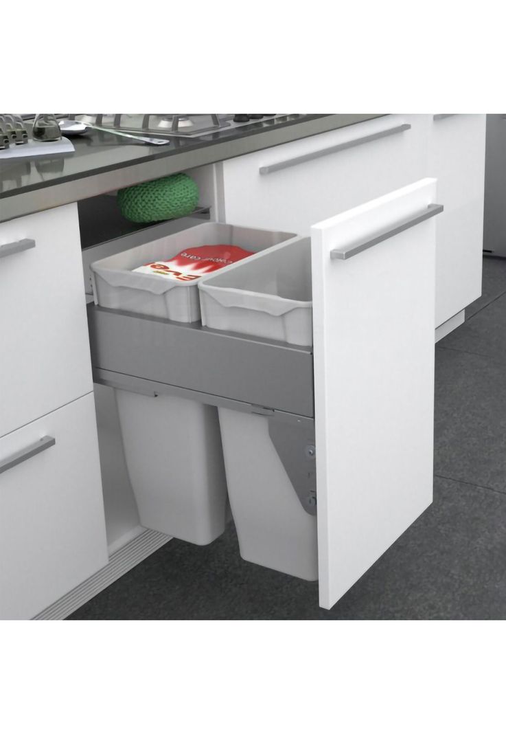 Basurero para Mueble Doble con Cierre Suave 70 Lts Gris DVP-2