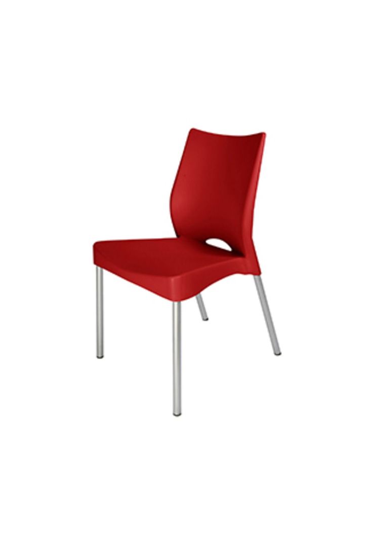 Silla Plástica Roja con Patas Metálicas y Filtro UV DVP -0