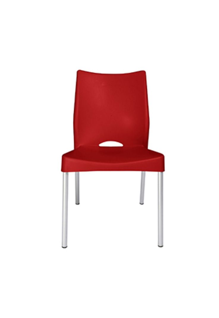 Silla Plástica Roja con Patas Metálicas y Filtro UV DVP -1