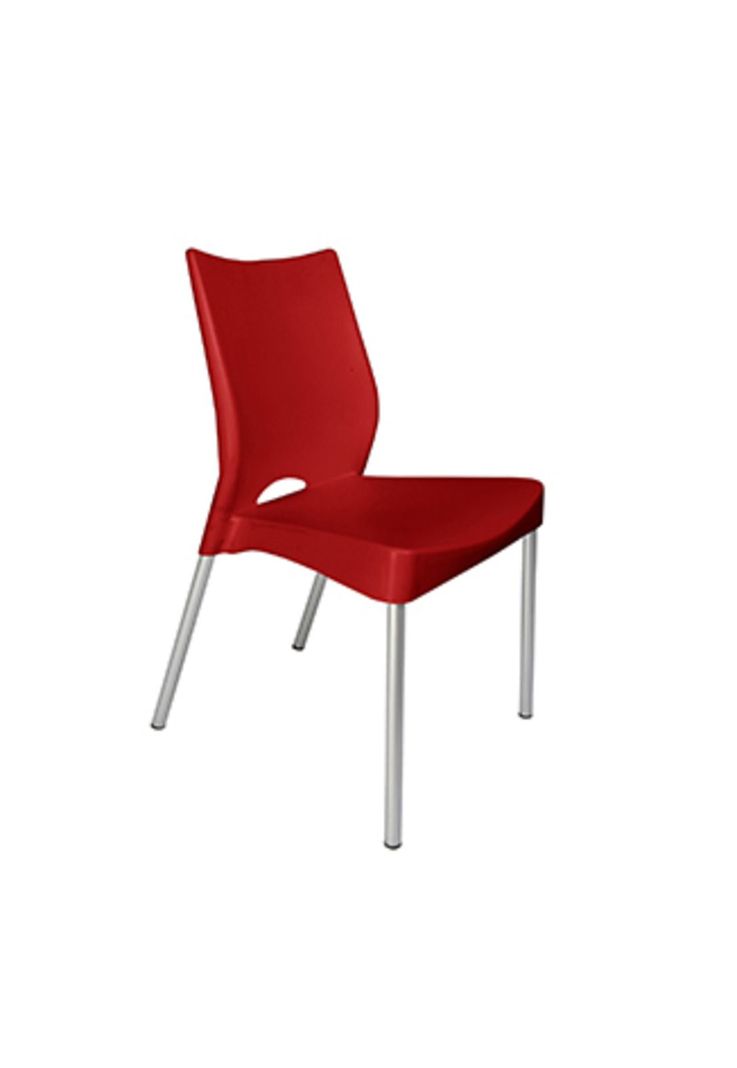 Silla Plástica Roja con Patas Metálicas y Filtro UV DVP -2