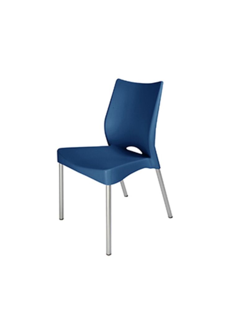 Silla Plástica Azul con Patas Metálicas y Filtro UV DVP-0