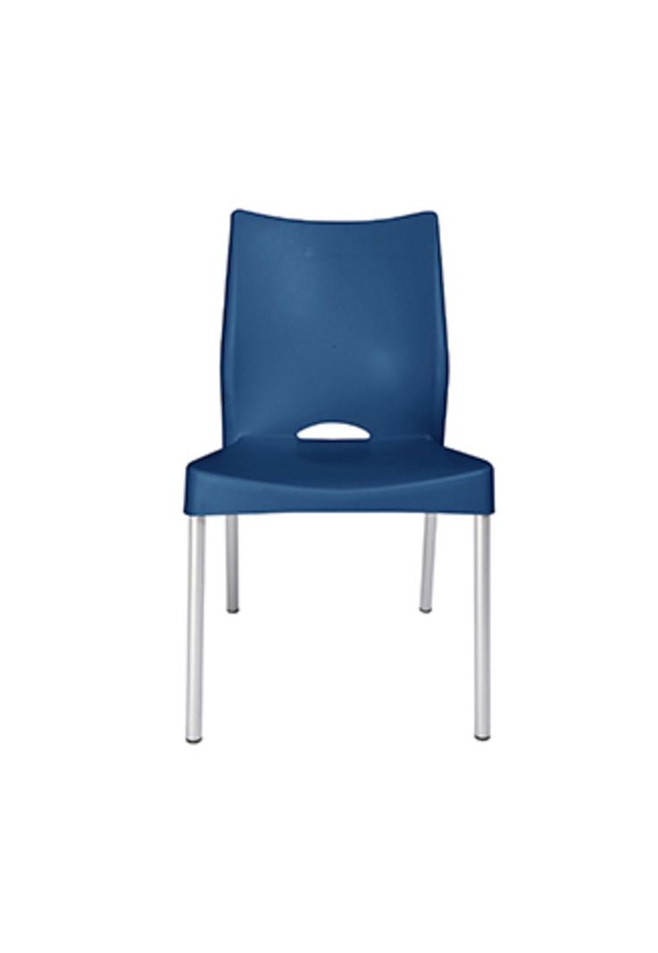 Silla Plástica Azul con Patas Metálicas y Filtro UV DVP-1