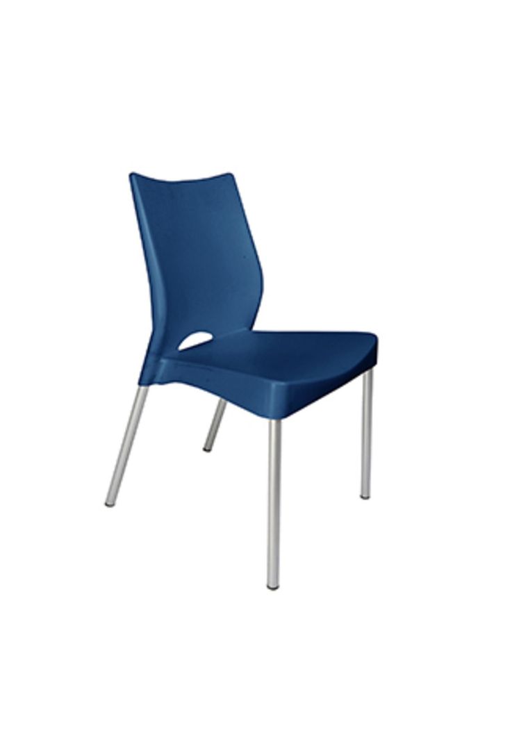 Silla Plástica Azul con Patas Metálicas y Filtro UV DVP-2