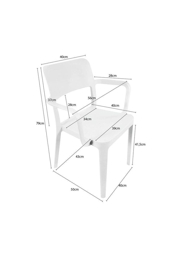 Silla Plástica con Apoya Brazos Minimal Blanco DVP-1