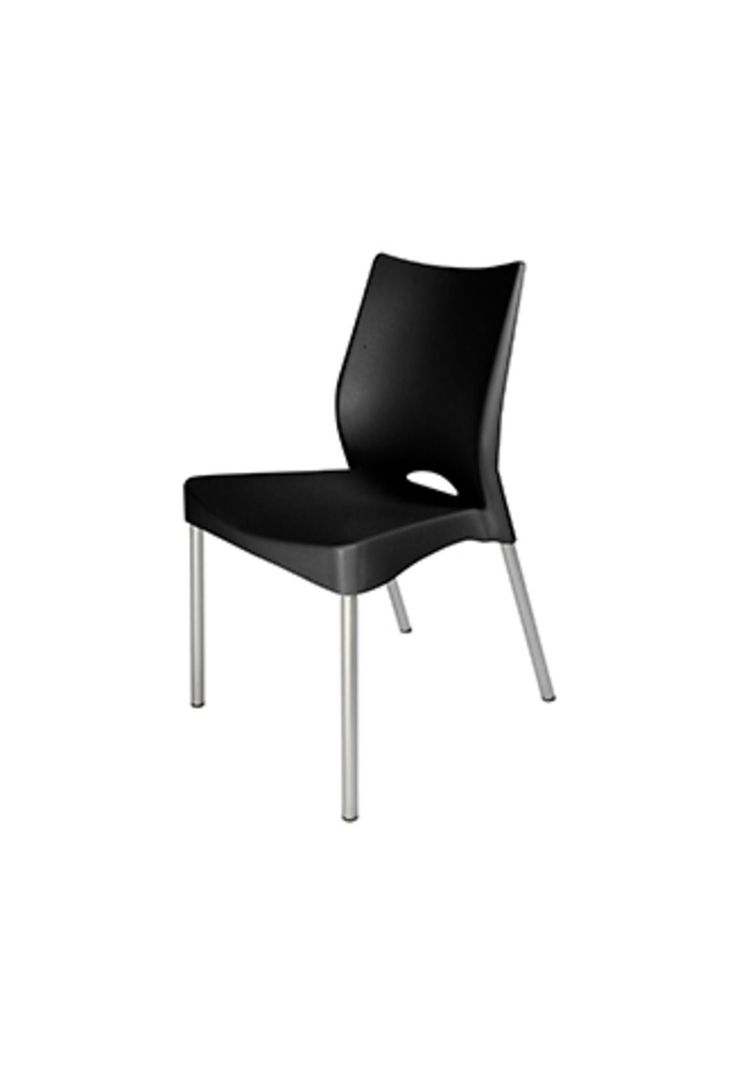 Silla Plástica Negra con Patas Metálicas y Filtro UV DVP -0